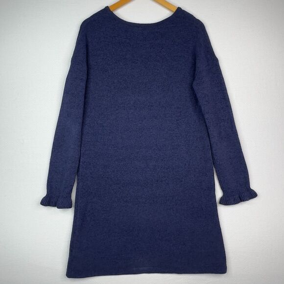 Lilly Pulitzer Galen Sweater Dress Navy Blue Medium Knit Ruffle Cuff Knee Length - Picture 11 of 12